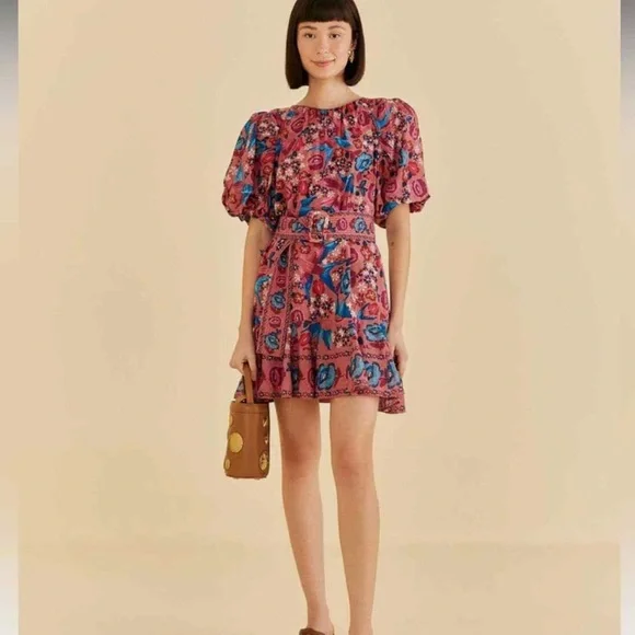 FARM Rio Blush Floral Birds Mini Dress - Picture 2 of 6